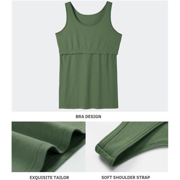 Vislivin Cotton Tank Tops with Shelf Bra for Women Stretch Tanks Wide Strap - Picture 4 of 6